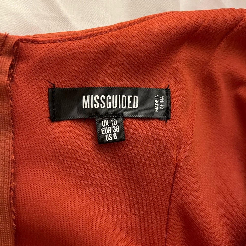 Missguided Satin Ruffle Burnt Orange Dress - Picture 4 of 4